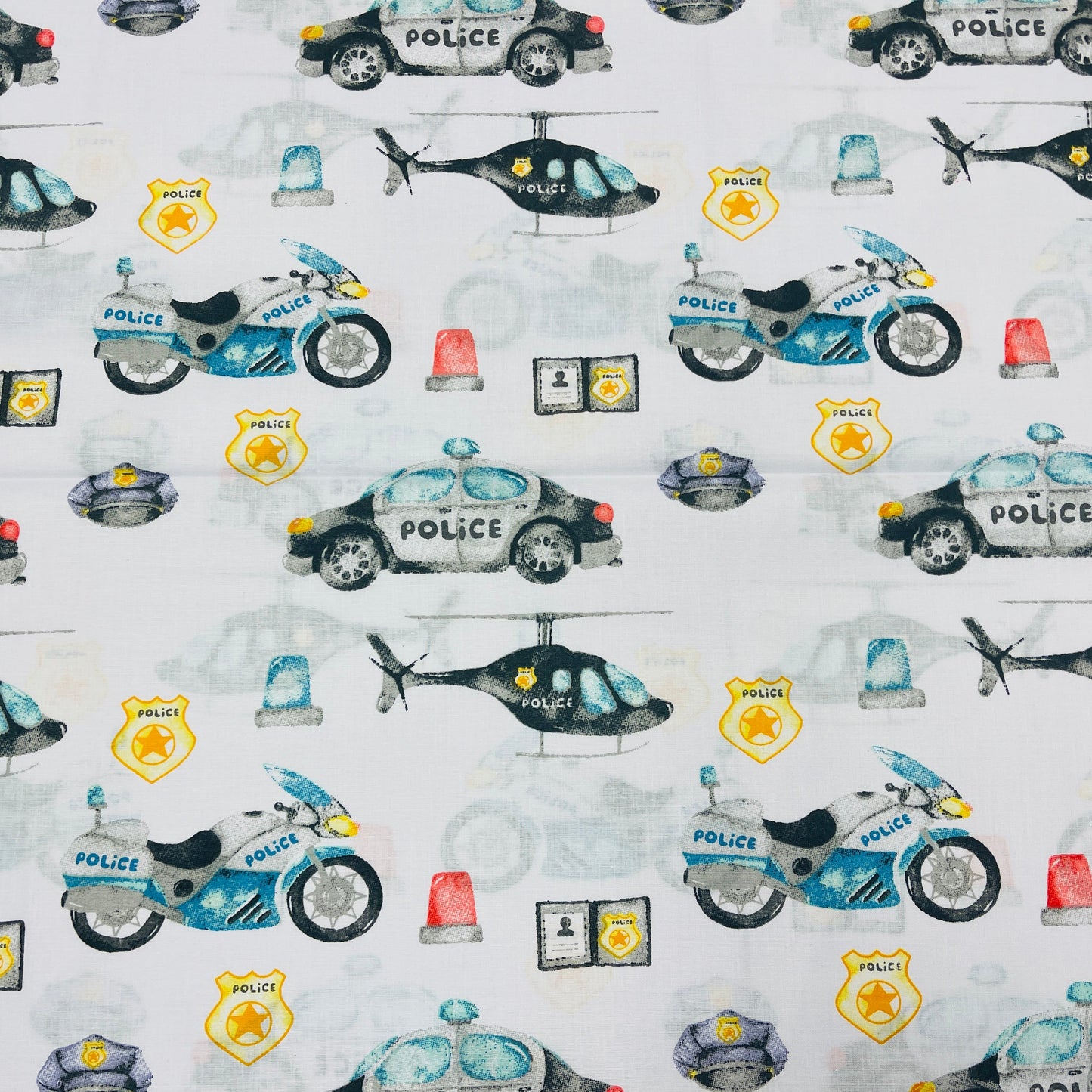Tissu 100 % coton - véhicules de police 130 g/m²