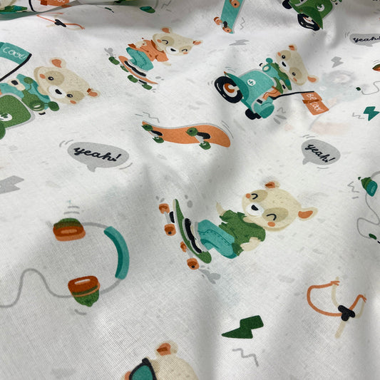 100% Cotton fabric - sporty bear 125 g/m²