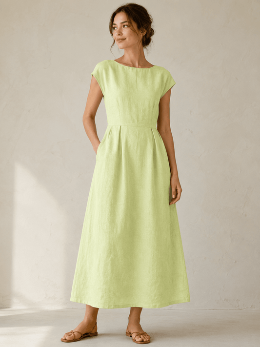 Image of 100% softened linen fabric - spring green 165 g/m² – available at Šarlotes audumi