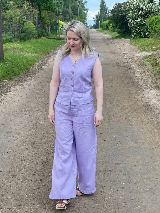 100% softened linen - light lilac 165 g/m²