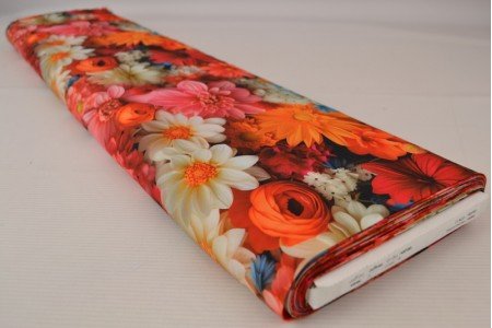 Tissu 100 % viscose - fleurs 110 g/m²