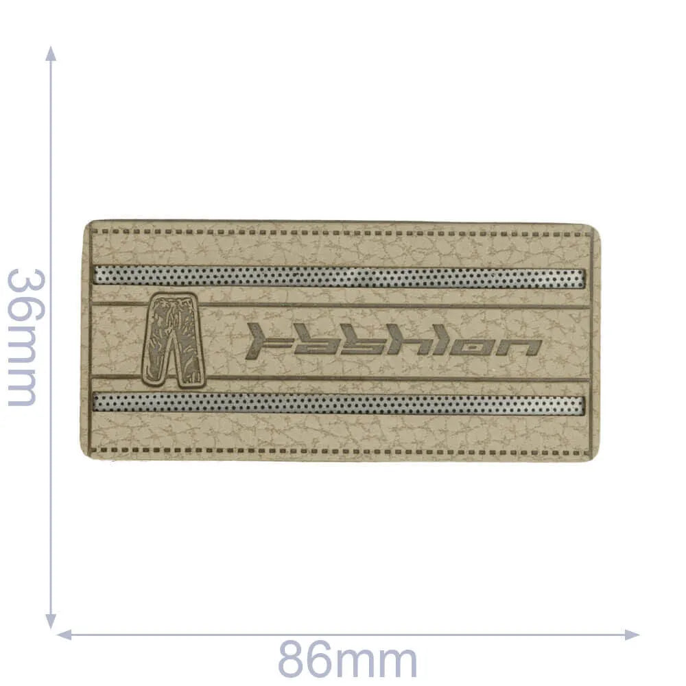 Mākslīgās ādas etiķete 86×36 mm (pelēka)