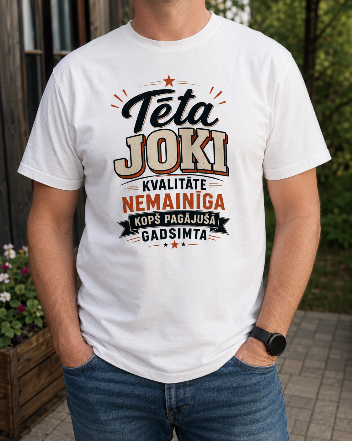 Organiskās kokvilnas T-krekls "Tēta joki"