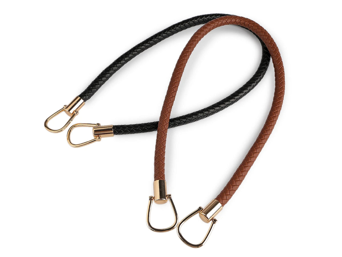 Punottu tekonahkainen laukun kahva – musta/kulta, 70 cm