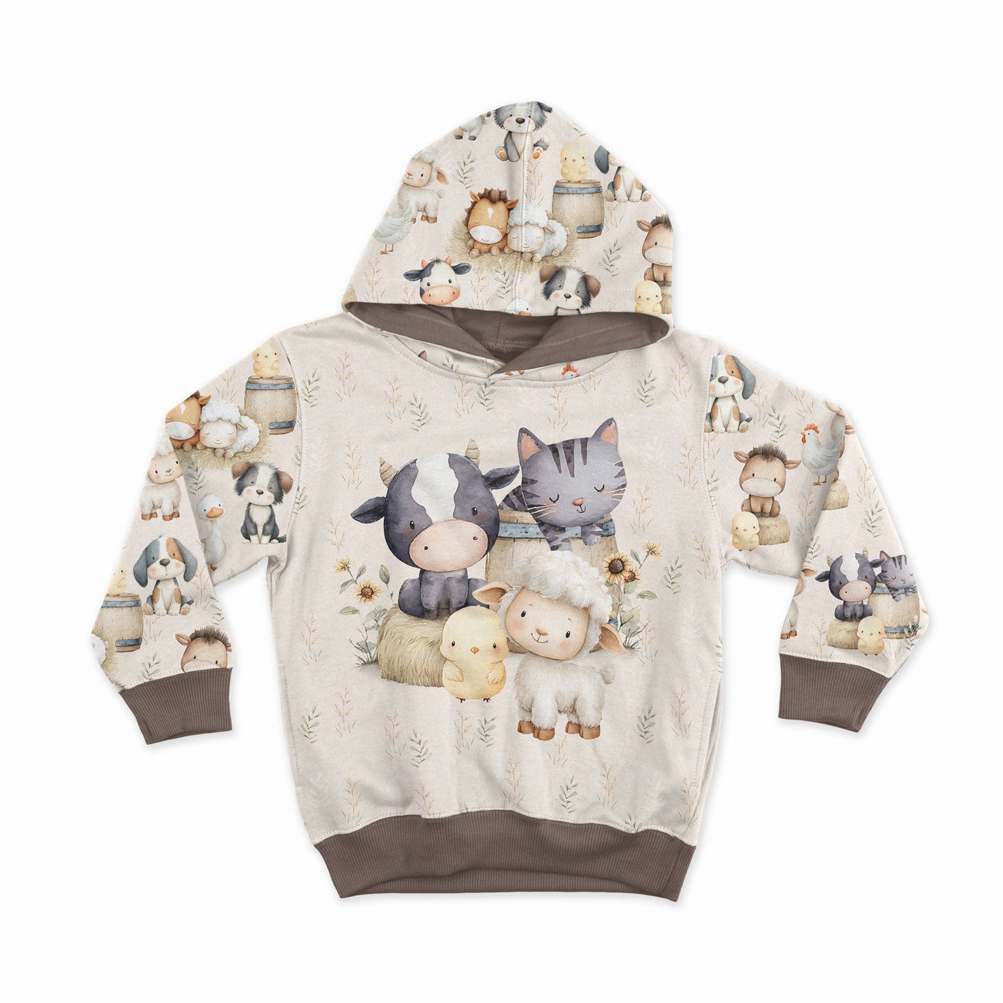 Image of loop-knit panel - cheerful farm friends group 250 g/m² | Design - 02 – available at Šarlotes audumi