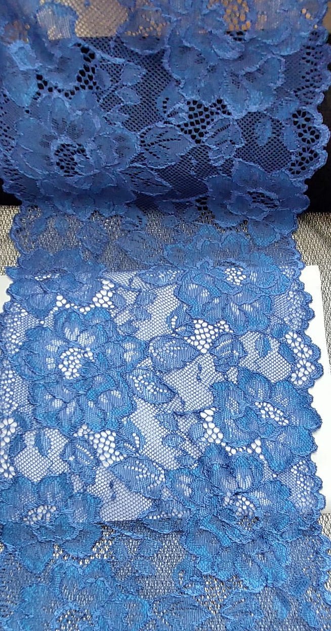 Image of elastic lace 18 cm-dark blue – available at Charlotte's Fabrics