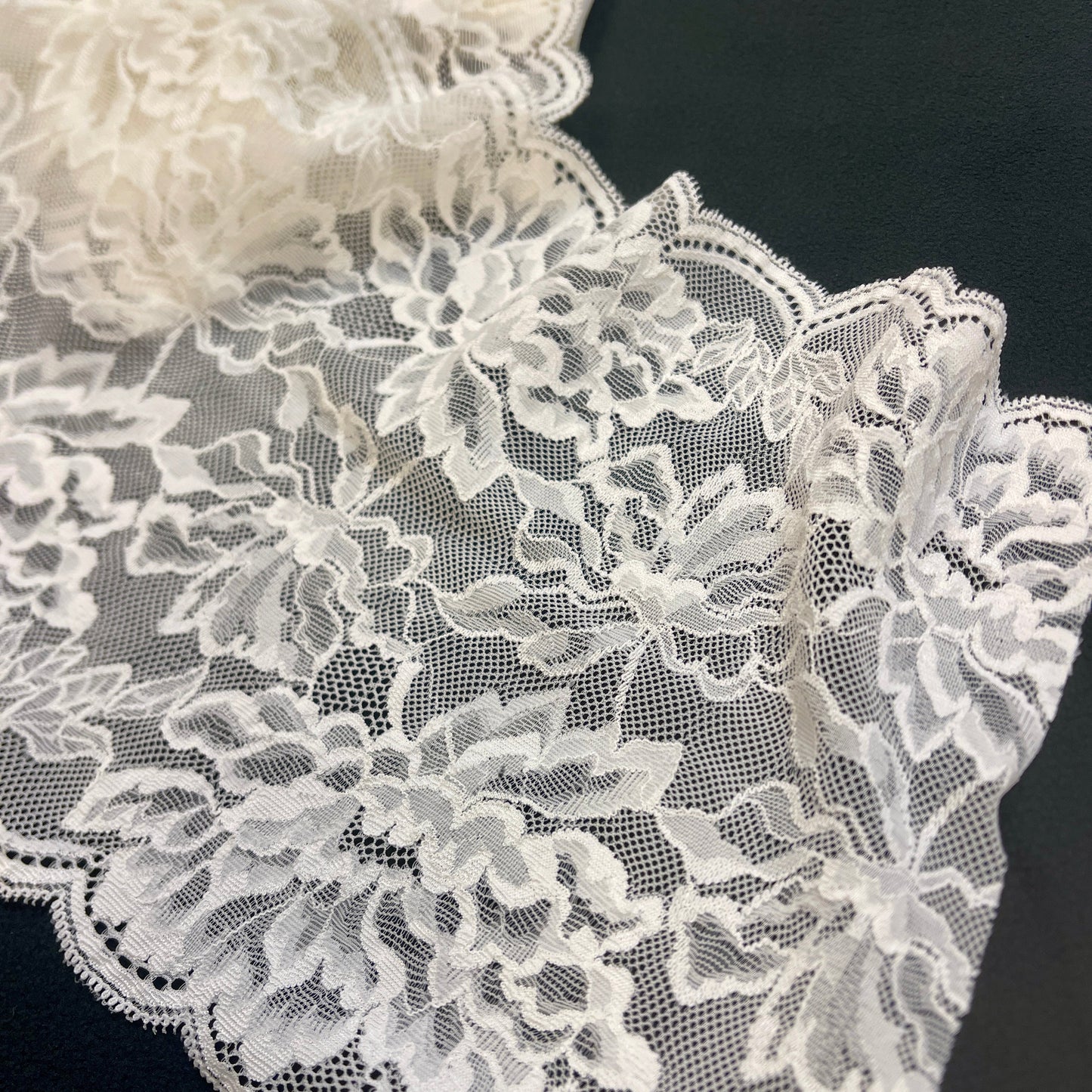 Image of elastic lace 20 cm - soft vanilla shade – available at Šarlotes audumi
