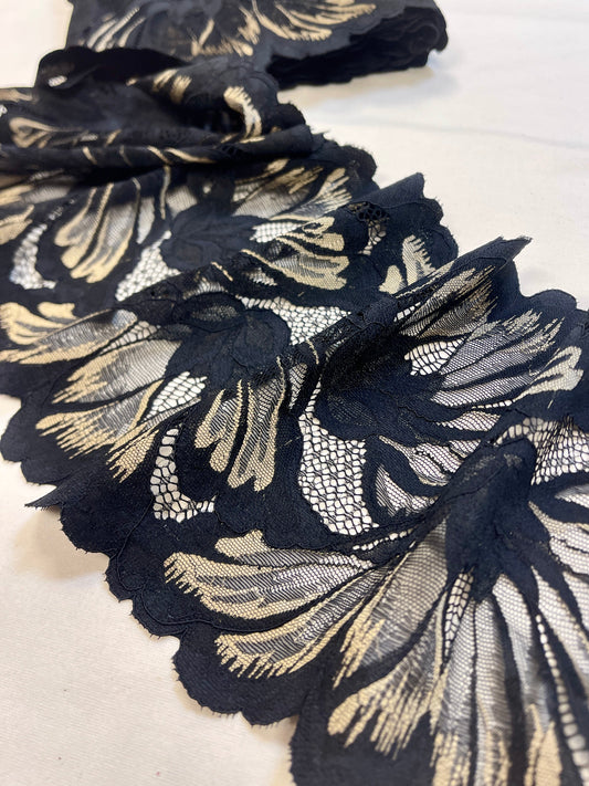 Image with Flexible lace 20 cm - black with gold – available at Šarlotes audumi