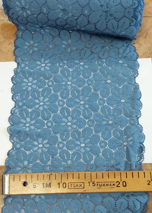 Image of flexible lace 24 cm - smoky blue – available at Šarlotes audumi