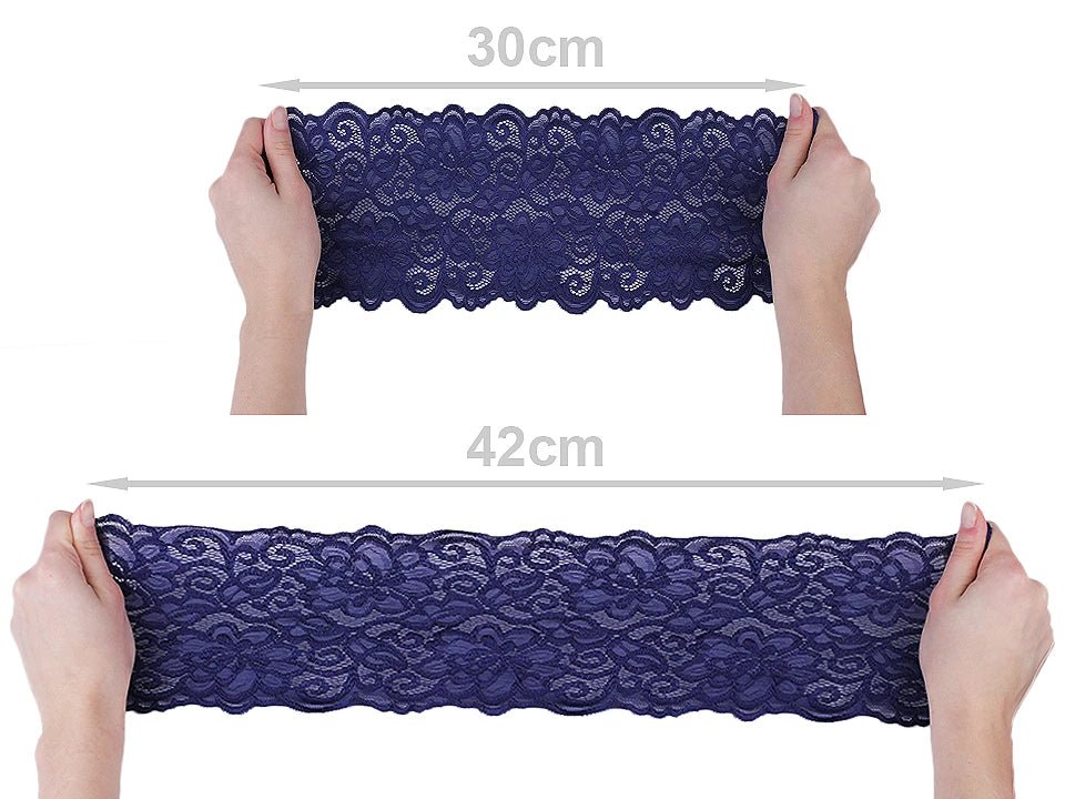 Dentelle élastique en polyester - 15 cm - blanc laiteux