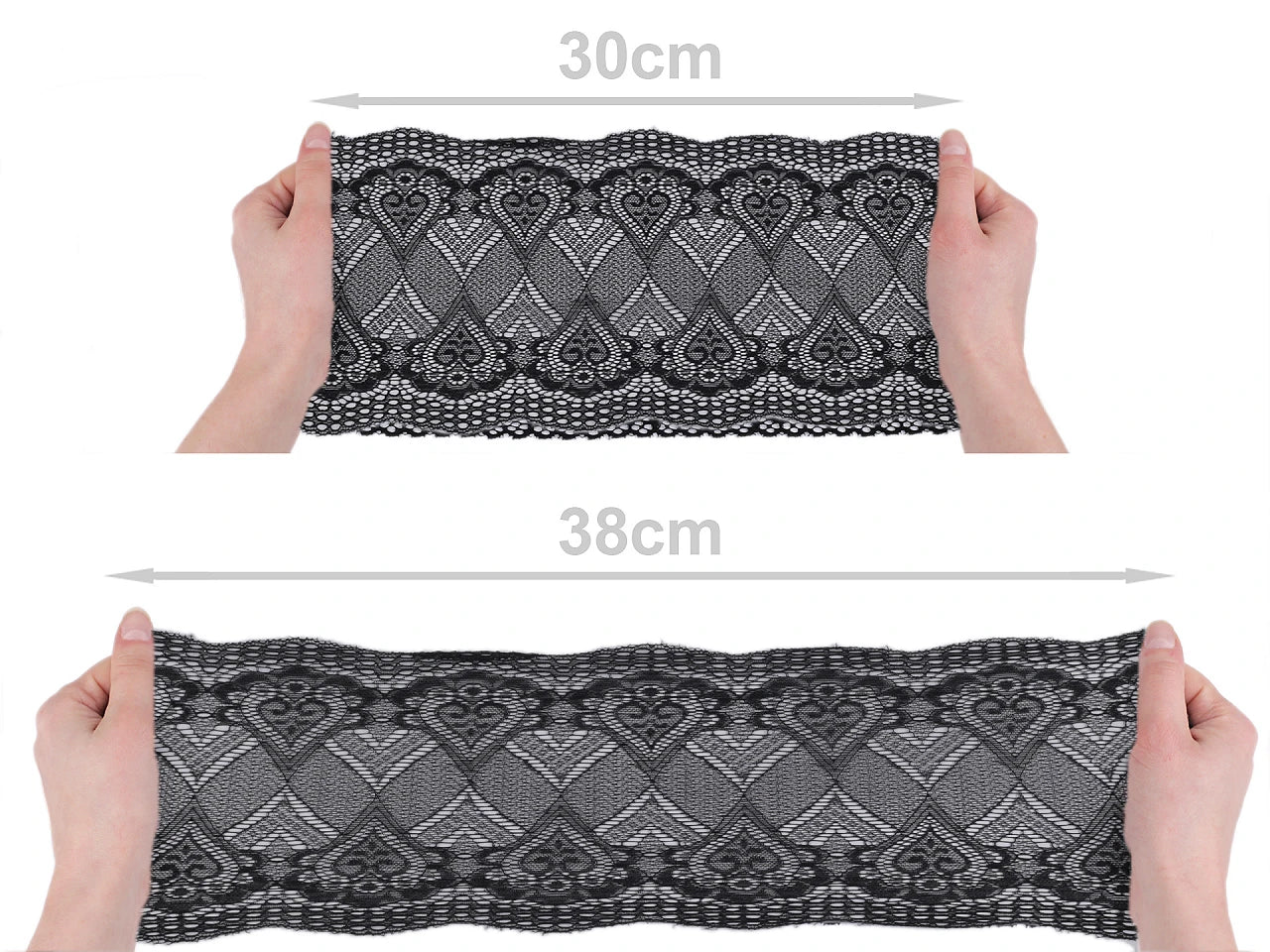 Dentelle élastique en polyester - 18 cm blanche