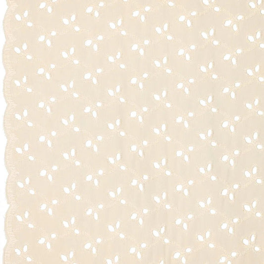 Embroidered cotton fabric - embroidery on beige 115g/m²