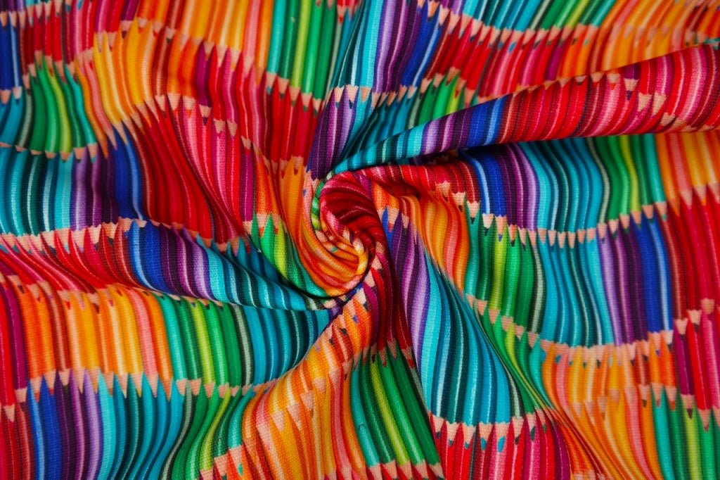 Tissu canvas - crayons de couleur 275 g/m²
