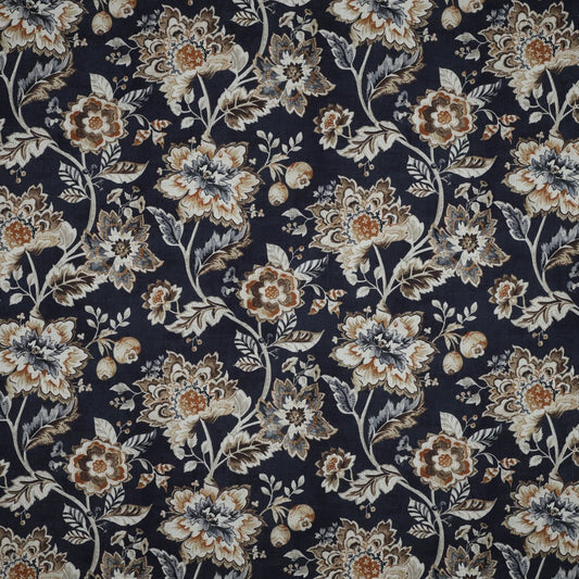 Image with canvas fabric - flowers on a dark blue background 190 g/m² – available at Šarlote audumi