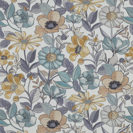 Canvas fabric - blue flowers 225 g/m²