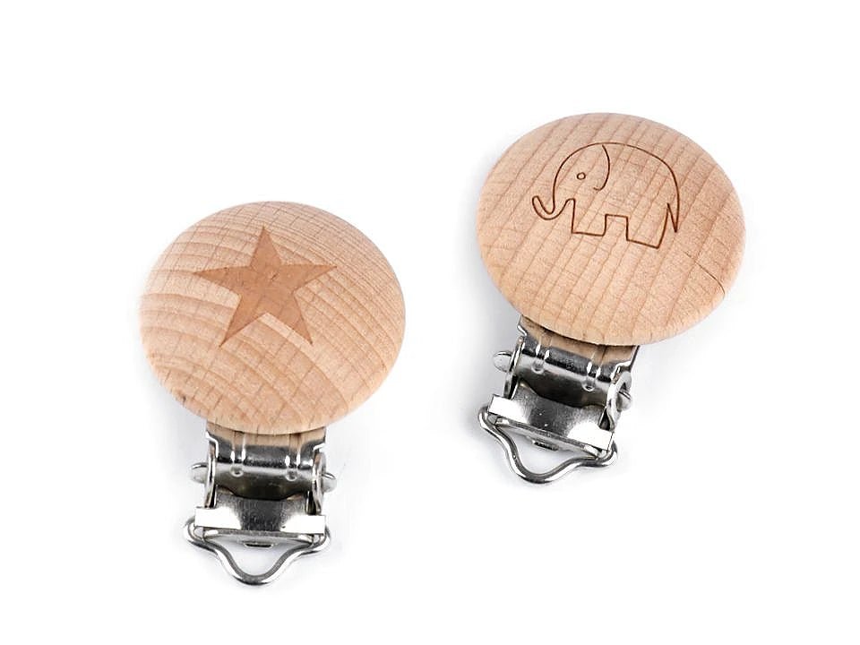 Wooden pacifier clip / toy clip - star