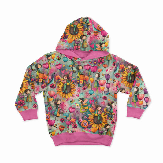 Image of cotton loopback knit - colorful fairies 250 g/m² – available at Šarlotes audumi