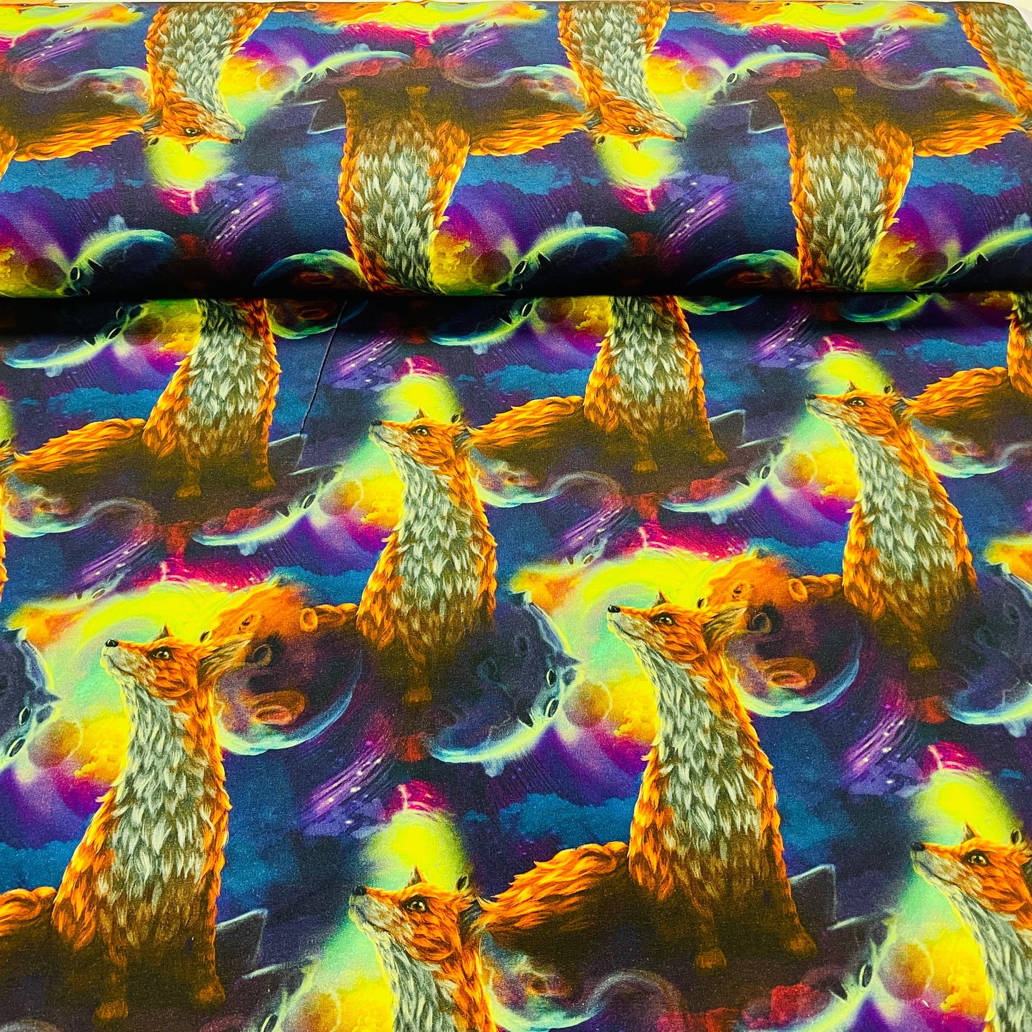 Cotton loopback fabric - foxes 260 g/m²