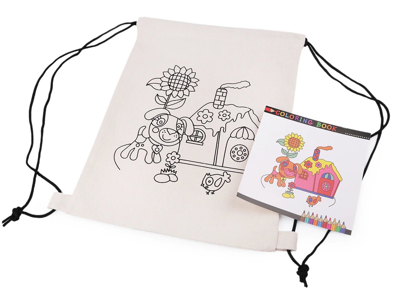 Sac en coton avec motif à colorier – chien