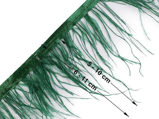 Ruban de finition en plumes de marabout - vert foncé (lot de 50 cm)