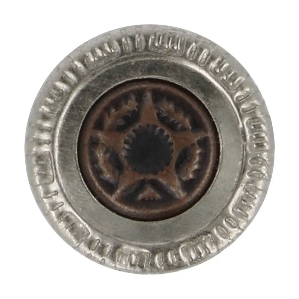 Image d’un bouton de jean en métal 14 mm, étoile – disponible chez Šarlotes audumi