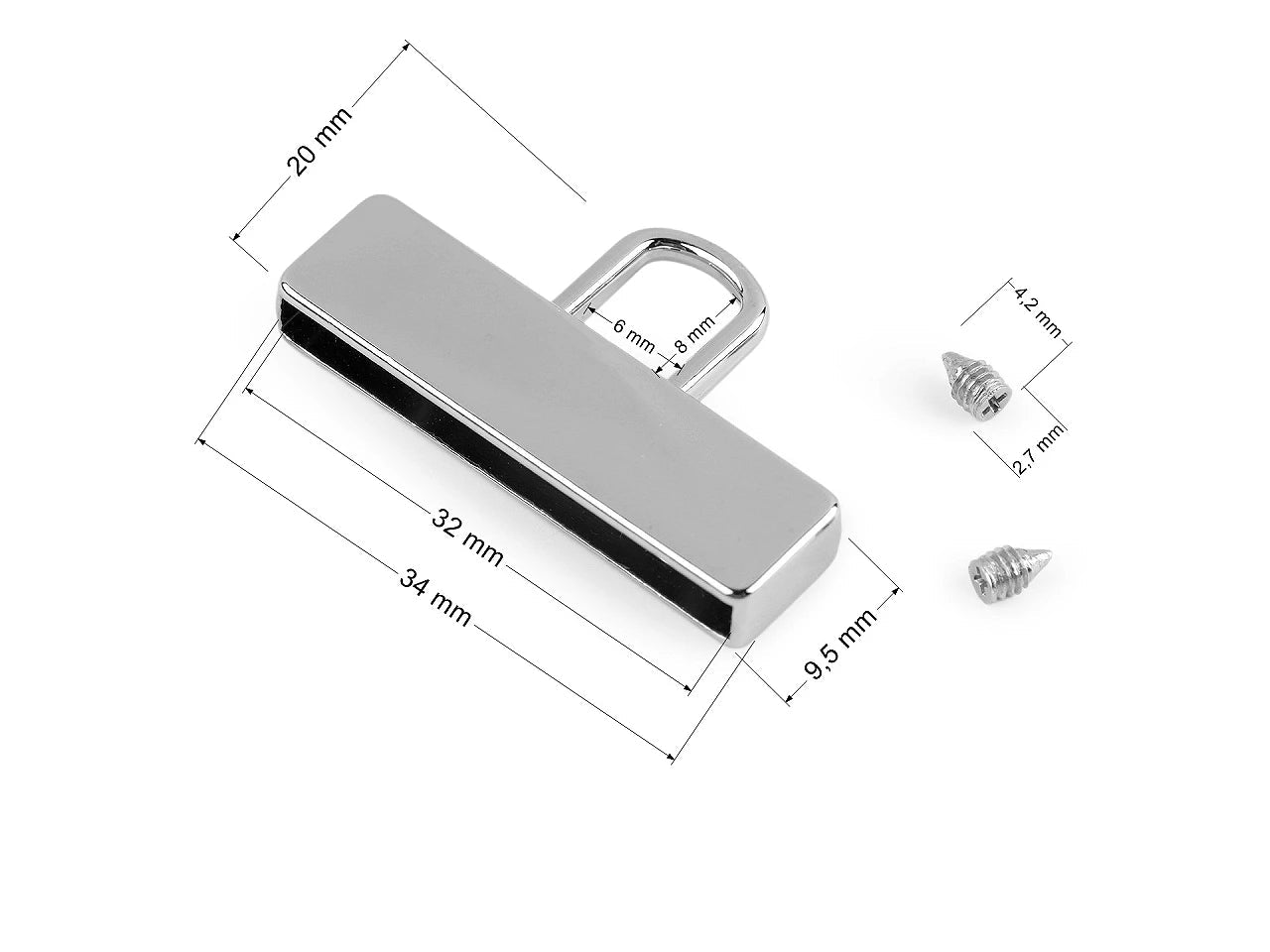 Image of metal ribbon/rubber ends with loop 32 mm – available at Šarlotes audumi