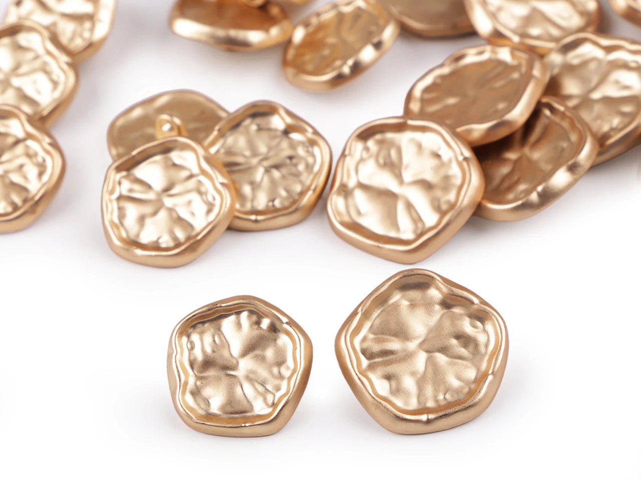 Boutons en métal à pied 24 mm - dorés avec relief