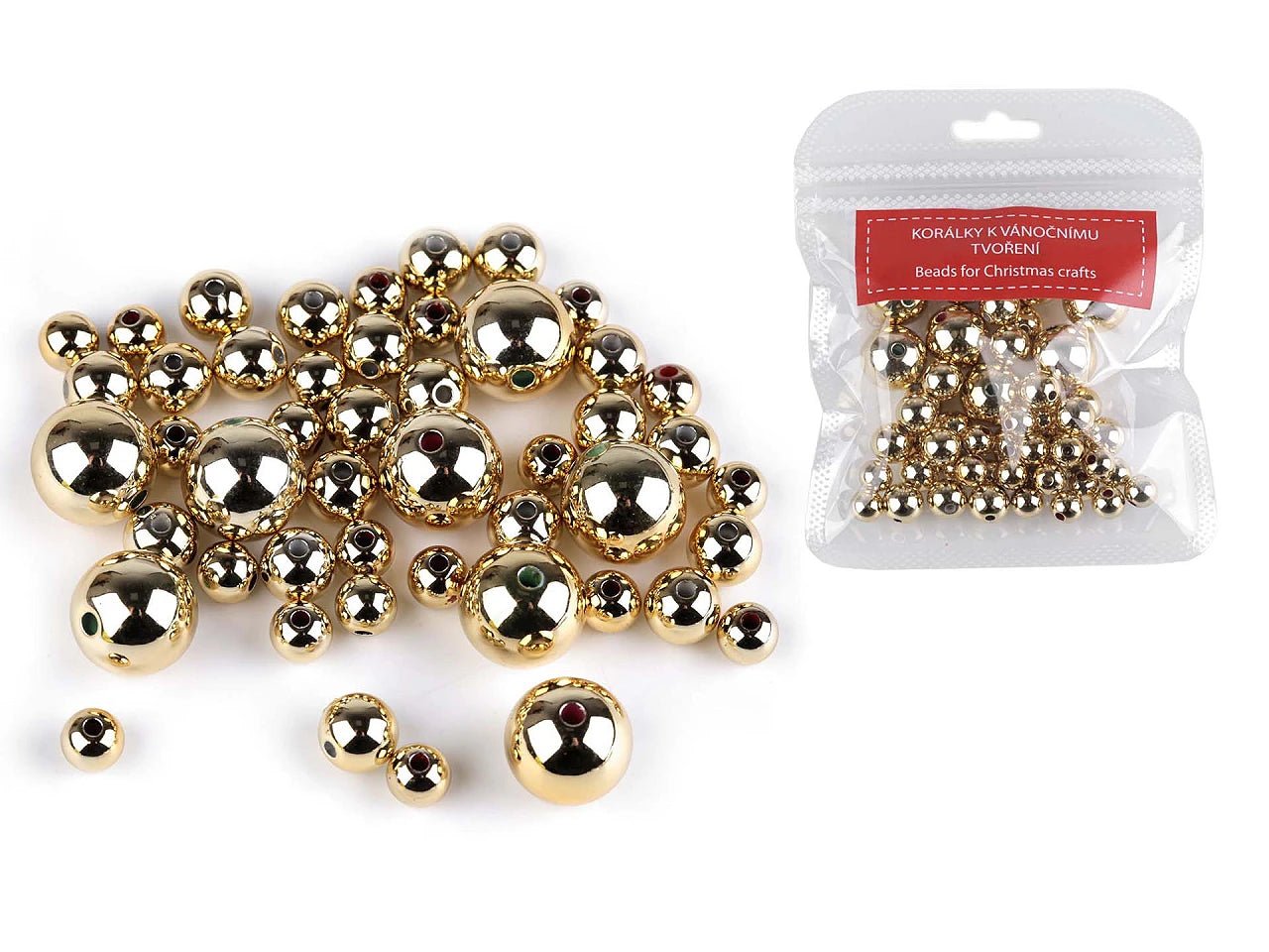 Perles en plastique métallisé, tailles variées (48 pièces)