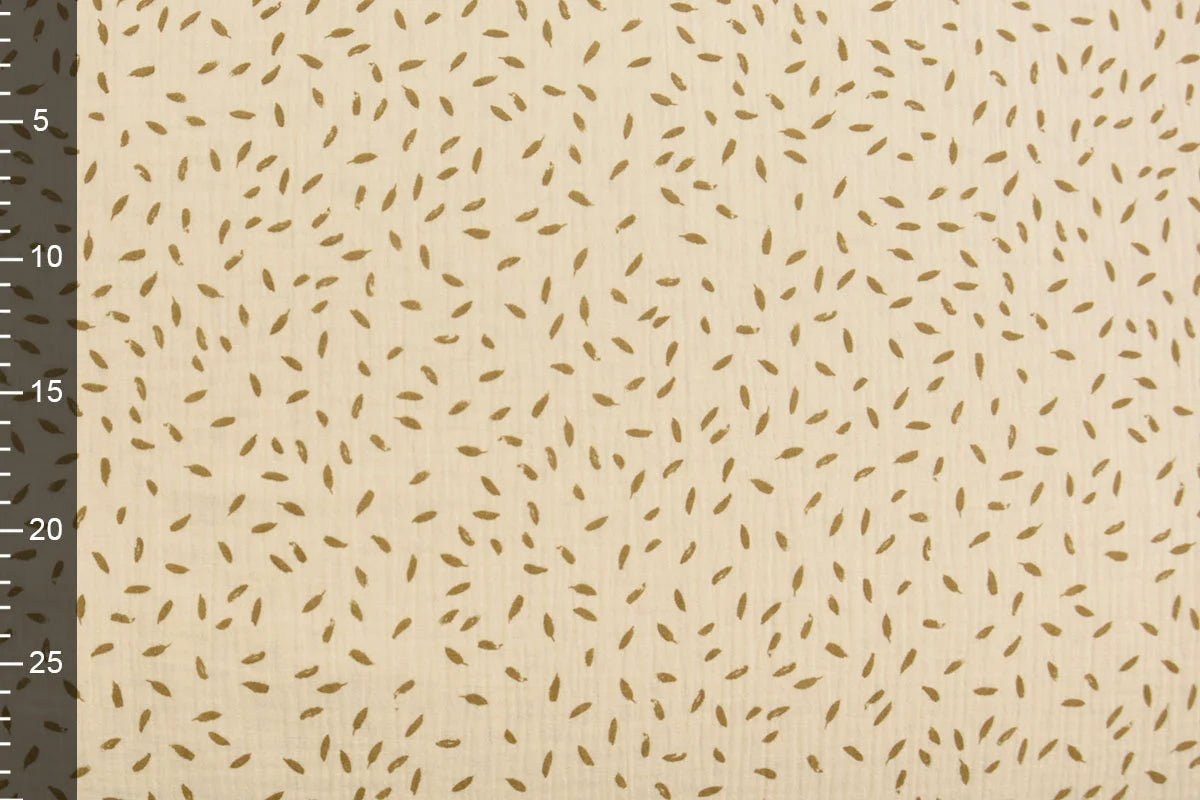 Mousseline motif petites feuilles 125 g/m²