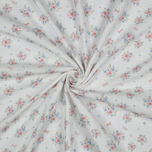 Image de mousseline - petites fleurs et rubans 120 g/m² – disponible chez Šarlotes audumi