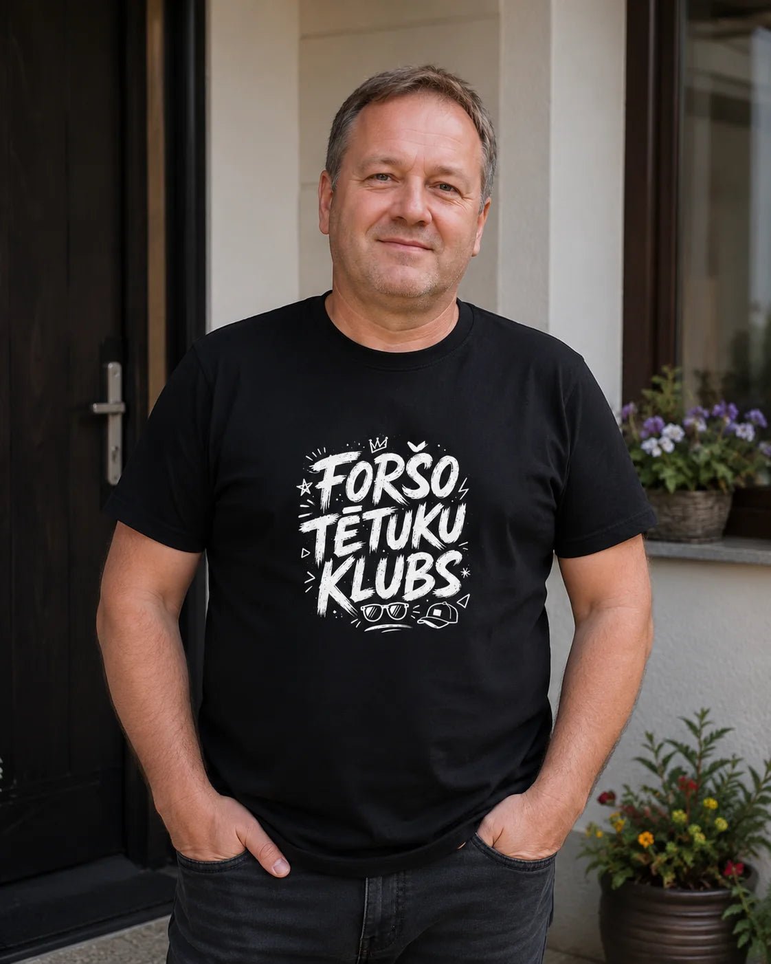Kuva orgaanisesta puuvilla-T-paidasta ”Foršo tētuku klubs” – saatavilla verkossa Šarlotes audumi