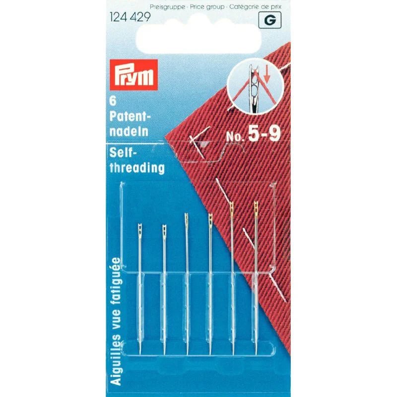 Image of Prym self-threading needles assorted No. 5–9 (6 pcs.) – available at Šarlotes audumi