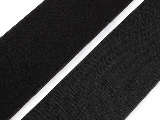 Image of self-adhesive Velcro tape, 10 cm - black – available at Šarlotes audumi