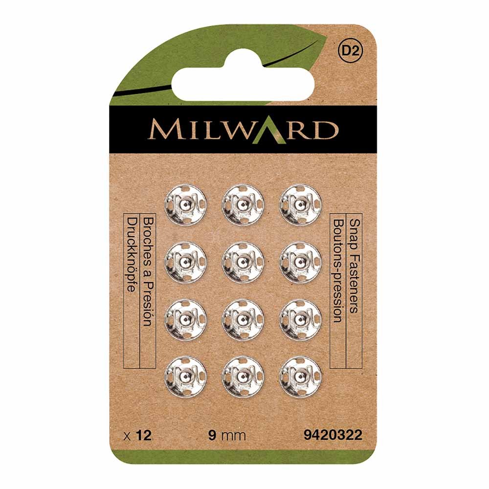 Boutons-pression à coudre Ø9 mm Milward - argent
