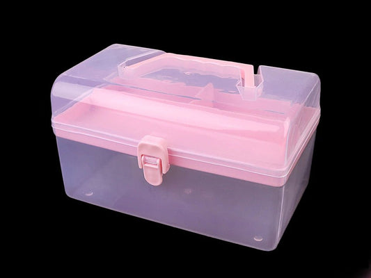 Plastic box with handle for handicrafts