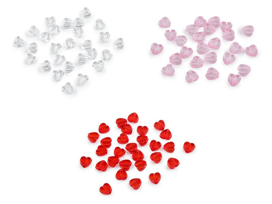 alt
Image of plastic heart-shaped beads Ø8 mm, 20 g – available at Šarlotes audumi
