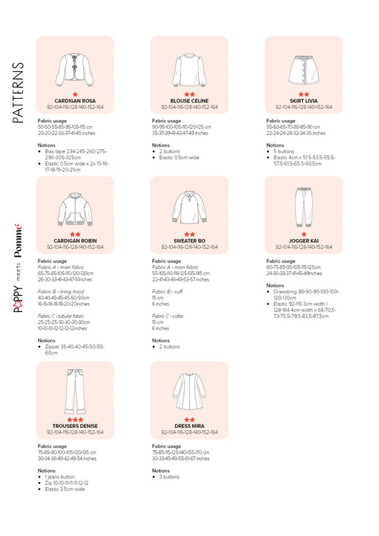 Image with Poppy meets Pommé magazine No. 27 – sewing patterns for children and adults ENG, DE, FR – available at Šarlotes audumi