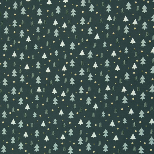Premium 100% cotton herringbone fabric on a pine green background, 130 g/m² ā available at Å arlotes audumi