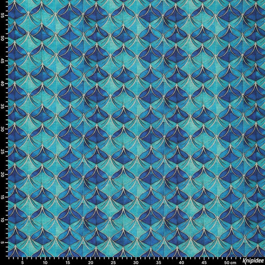 Image de tissu en maille Punto di Roma - motif abstrait bleu 240 g/m² – disponible chez Šarlotes audumi