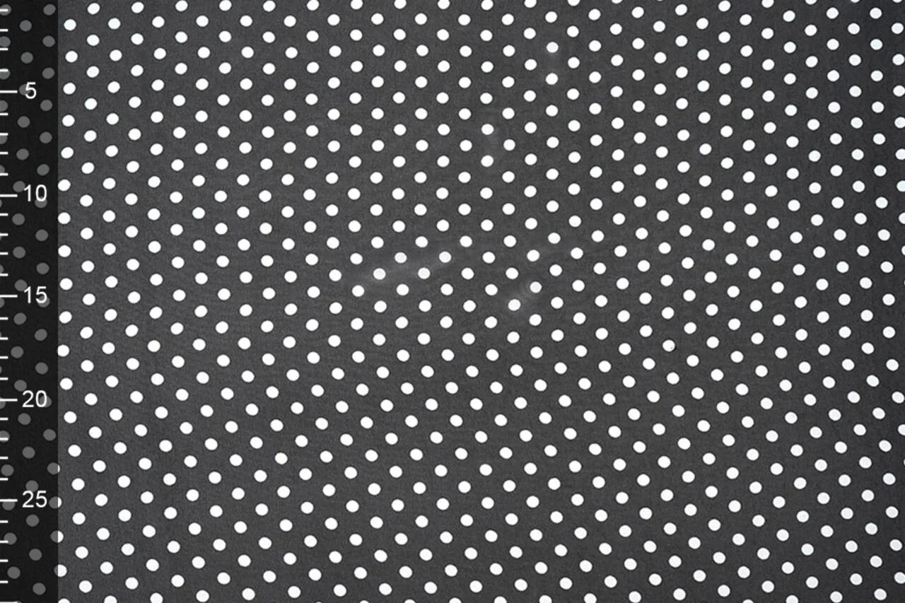 Chiffon - petits pois blancs sur fond noir | 150 cm | 65 g/m²