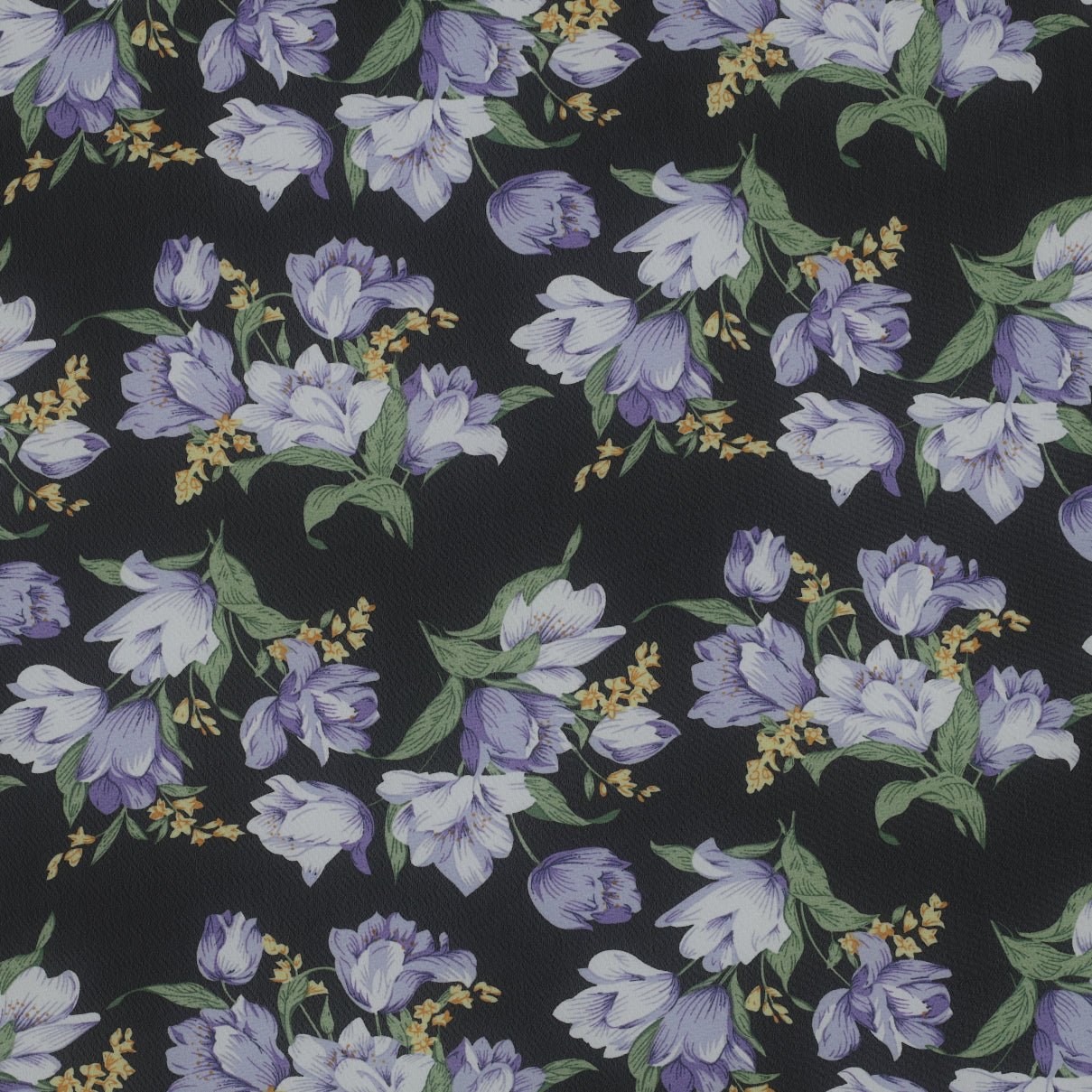 Šifons - lillā tulpes un neaizmirstulītes | 150 cm | 80 g/m²