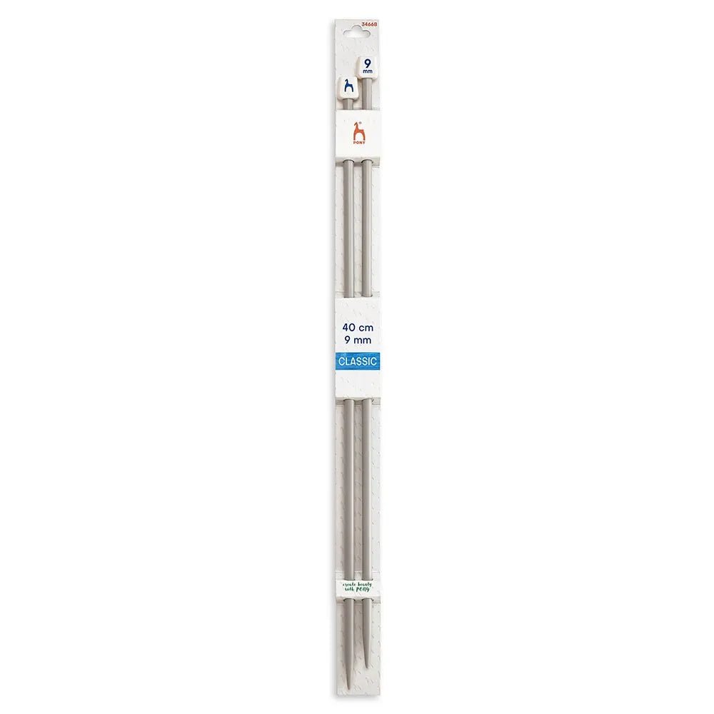 Aiguilles à tricoter droites Pony 40 cm, tailles 2 mm - 10 mm