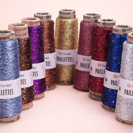 Attēls ar Tambordiegi YarnArt Paillettes ar spīduma pavedieniem - 50g / 800m – pieejams Šarlotes audumi