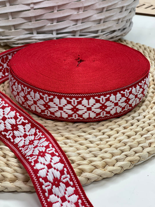 Traditional ribbon, band 36mm - red with white - LV