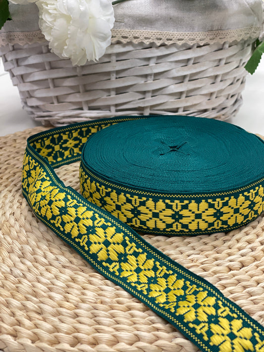 National ribbon, belt 36mm - green with yellow LV