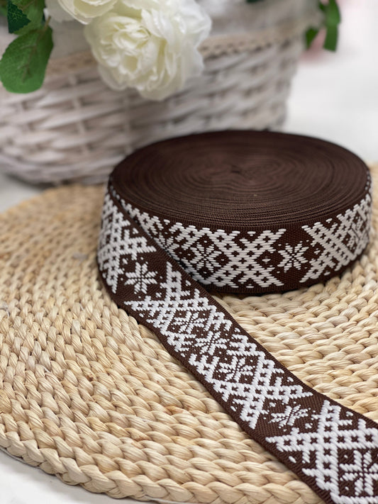 Traditional ribbon, belt 40mm - dark brown - LV