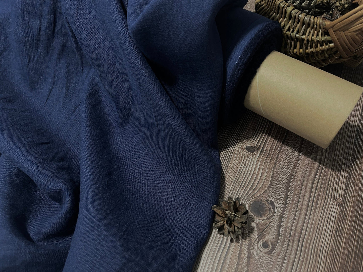 100% weichgewaschenes Leinen, dunkelblau 205 g/m²