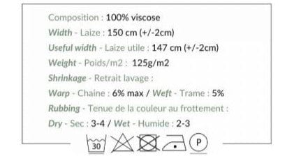100% viscose fabric-khaki, black-and-white pattern 125 g/m²