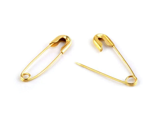 Épingles de sûreté, trombones 28 mm dorés (50 pièces par paquet)