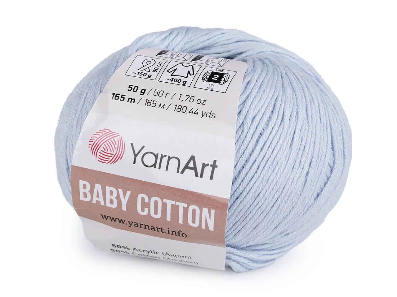 Yarn Art Baby Cotton yarn, light blue 165m 50g #450